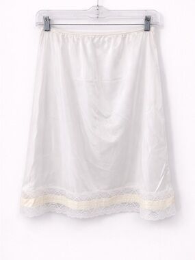 Mel Lin Vintage Slip Skirt Half Slip White Ivory Size Large Elastic Nylon